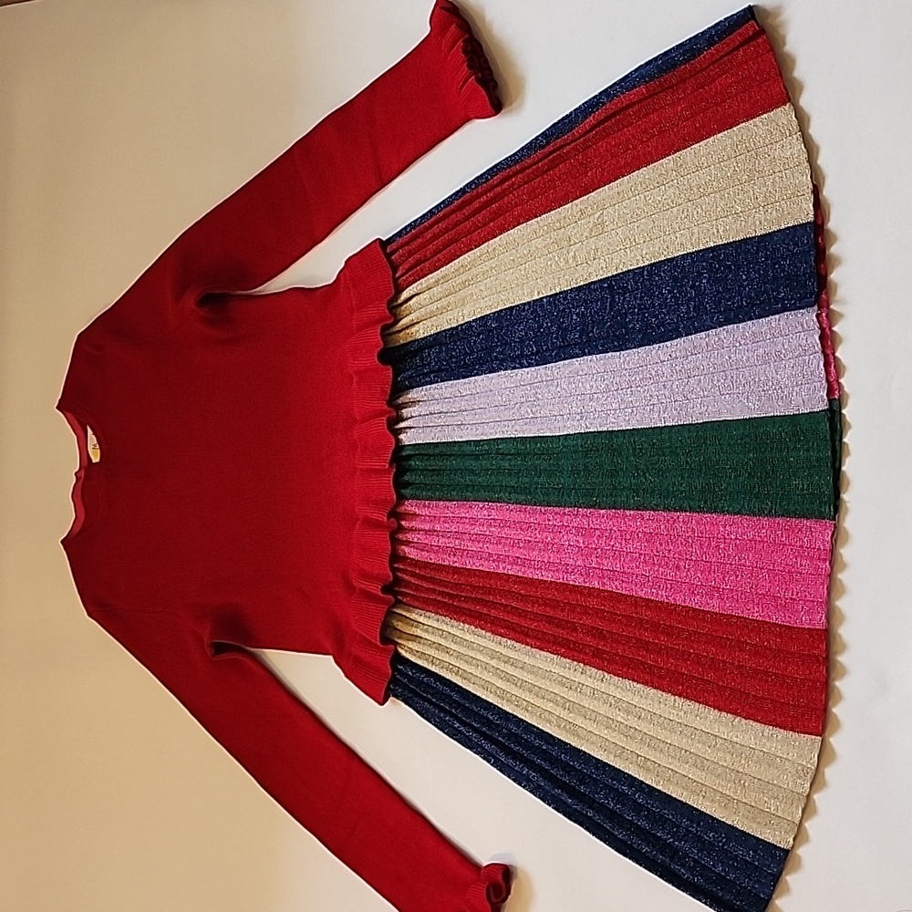 Mini Boden Red and Multicolor Striped Dress